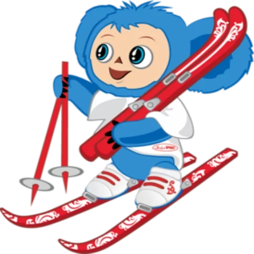 ski, ski cheburashka, pemain ski cheburashka, pemain ski kartun, kompetisi ski