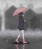 gambar, hujan anime, karakter anime, anime di tengah hujan, gadis anime arty di tengah hujan lucu