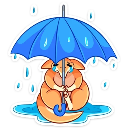 hujan, di bawah payung, kelinci di bawah payung, payung kucing kartun