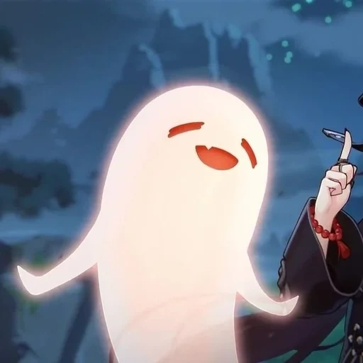 anime ghost, bandera de nogal, fantasma hu tao, papel de animación, hu tao raíz shen fantasma