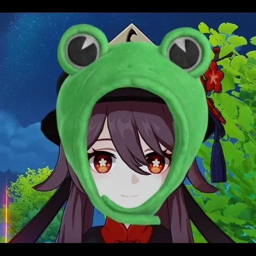 anime, anime mignon, personnages d'anime, chapeau de grenouille genshin