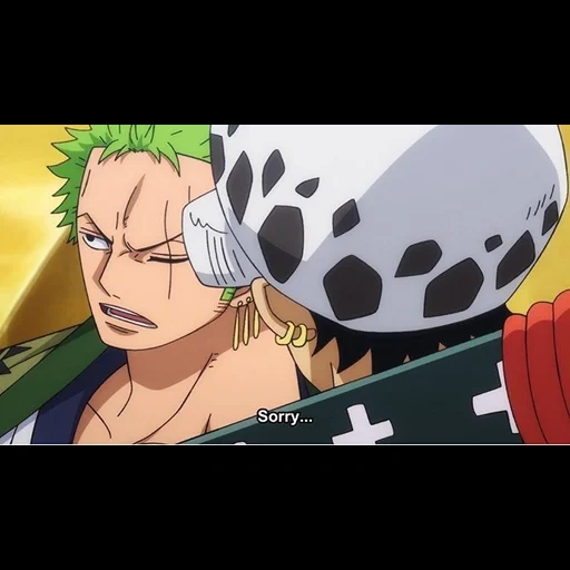 zoro, luo van pis, trafalgar law, zoro trafalgar, ronnonoa zoro after jumper