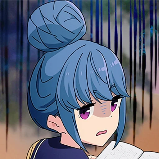 ideas de anime, memes de anime, memes de campamento yuru, personajes de anime, reacción de shima rin