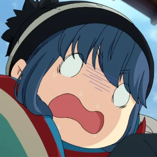 anime kawai, personajes de anime, yuru campamento anime meme, el campamento de aire fresco, campamento relajado crunchyroll