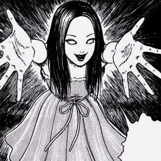 ragazza, dzyunji, tomie junji ito, estetica horror, disegni anime spaventosi