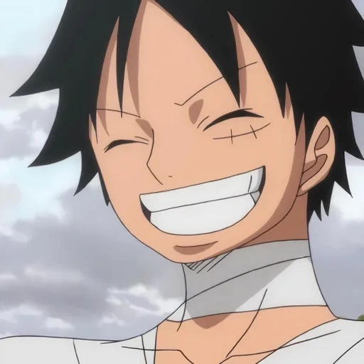 luffy, sonrisa de animación, manki de luffy, luffy one piece, cuando maca island sonríe anime