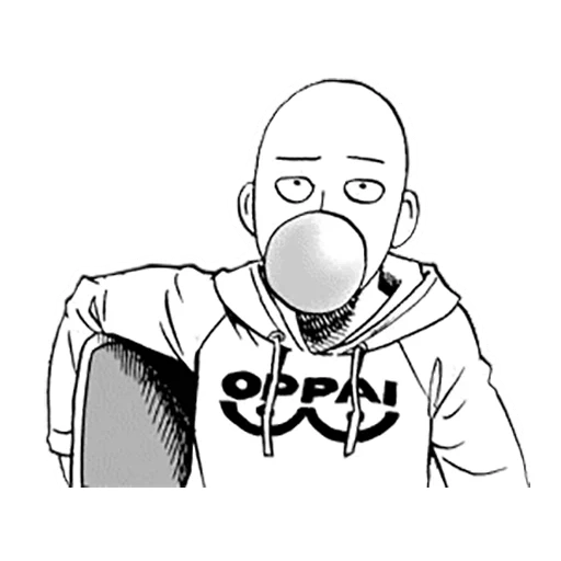vanpanchman, saitama avatar, saitama with chewing gum, manganchman manga, drawing