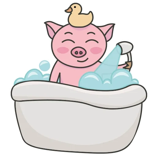 el cerdo del baño, quisquilloso del baño, el cerdo del baño, pigleta dulce al baño, el lechón del cerdo está dibujando