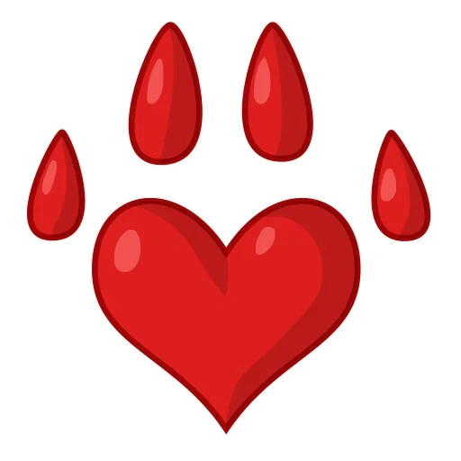 cœurs, le coeur rouge, paw avec le cœur, paws icone du cœur, la patte est une forme de cœur