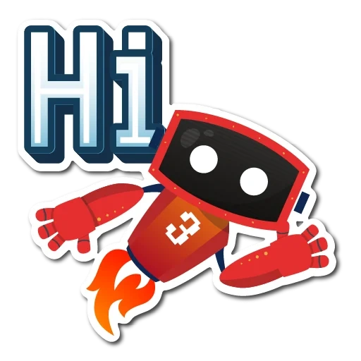 2d-code, gamehead, jdm sticker, robot pointing to