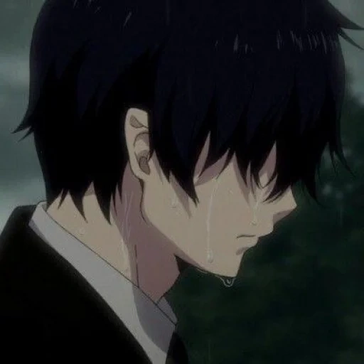bild, die traurigkeit des anime, trauriger anime, blauer exorzist, rin okumura ist traurig