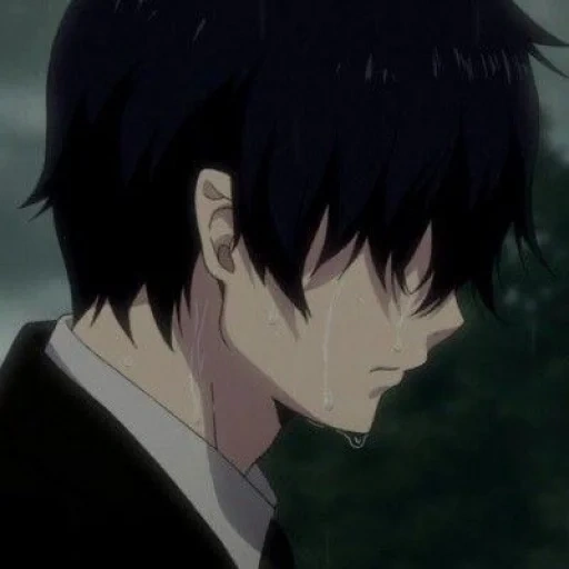 image, la tristesse de l'anime, anime triste, exorciste bleu, rin okumura est triste