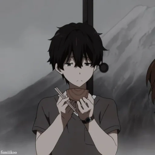 image, l'anime est sombre, anime triste, personnages d'anime, anime khotaro oreki