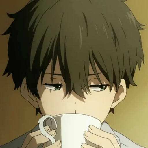 anime guys, anime guys, anime characters, characters of anime guys, khotaro oreki anime coffee