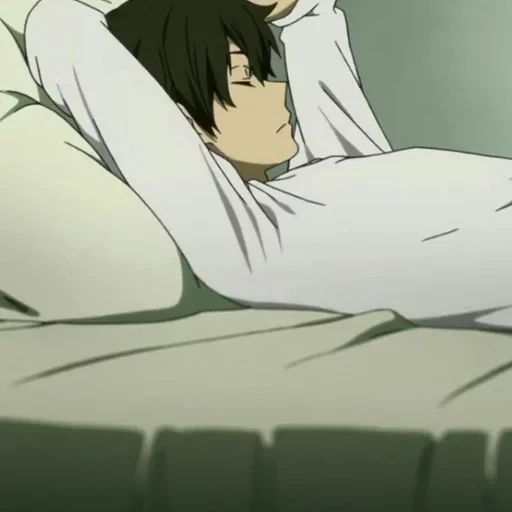gambar, anime tidur, anime guys, karakter anime, tempat tidur anak laki laki anime