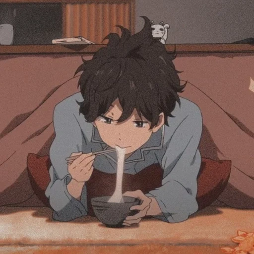 figure, oreki houtarou, cartoon character, da vinci, nogi kotaro anime coffee
