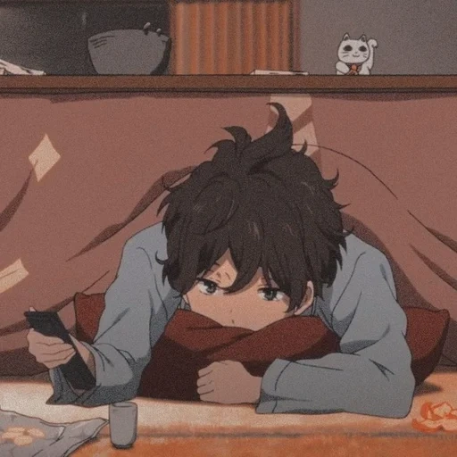figure, animation art, anime hyouka, anime weekend, nogi and taro are lazy
