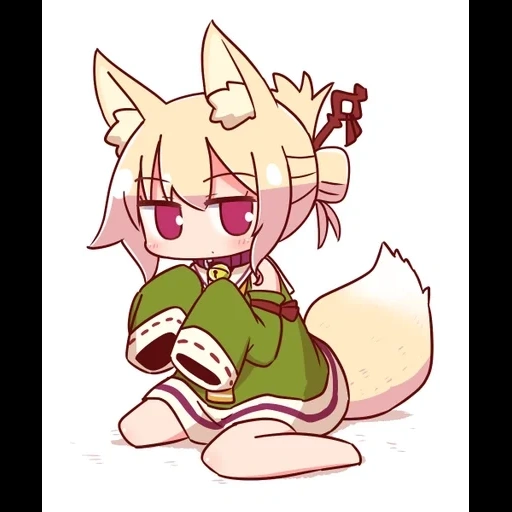 fox girl, arte de animação, chen kemin, chibi, kemomimi-chan naga u