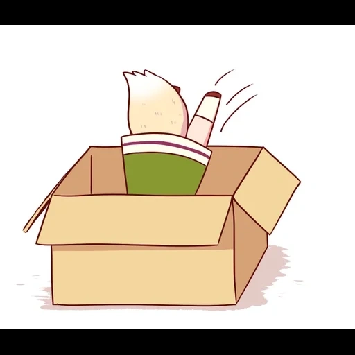 cat, box, cardboard box, the cat box is a logo, on the box cartoon