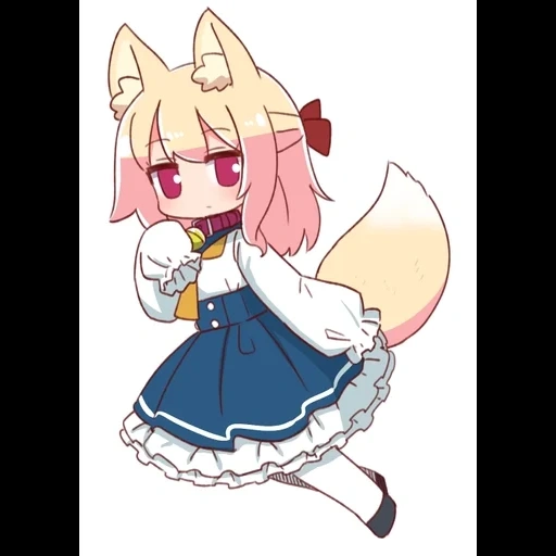 animação, fox girl, arte de animação, chen kemin, raposa anime