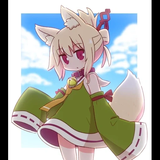 anime, fox girl, safebool, animal ears, kemomimi chan