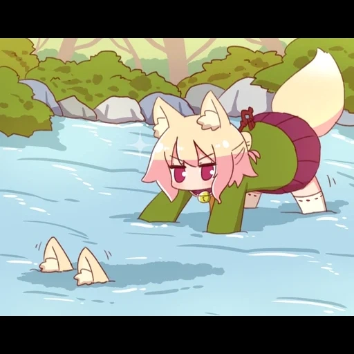 anime, fox girl, animal ears, kemomimi chan, kemomimi-chan naga u