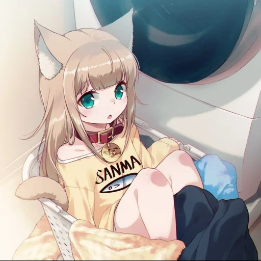 аниме неко, 40hara shimahara, девушка кошка аниме, 40hara аниме кинако, shimahara 40hara арт