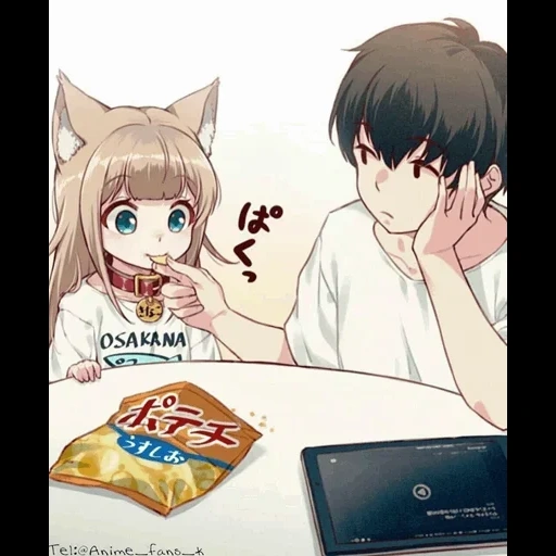anime cute, kinako neko, kinako shimahara, girl cat anime, kinako is not osakana