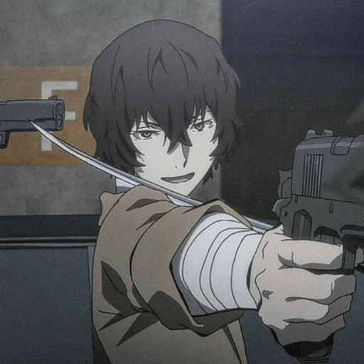 osamu dazai, ozaiji, stray dog, dazai osamu pistol, big stray dog osamu