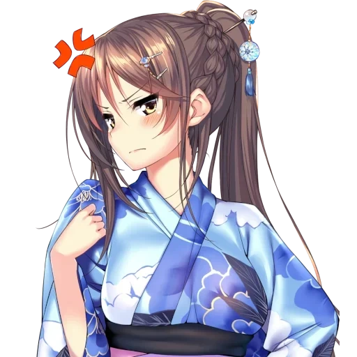 anime yukata, anime kimono, anime bleu yukata, anime féminine de kimono, fille anime kimono