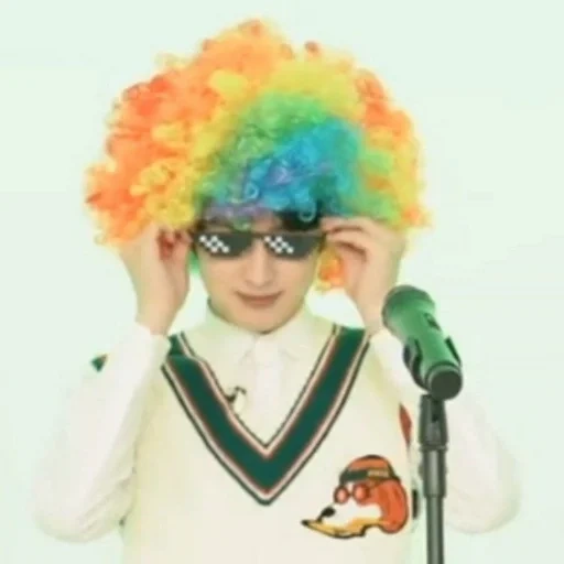 clown, boy, clown wig, circus clown, boy clown's costume meme