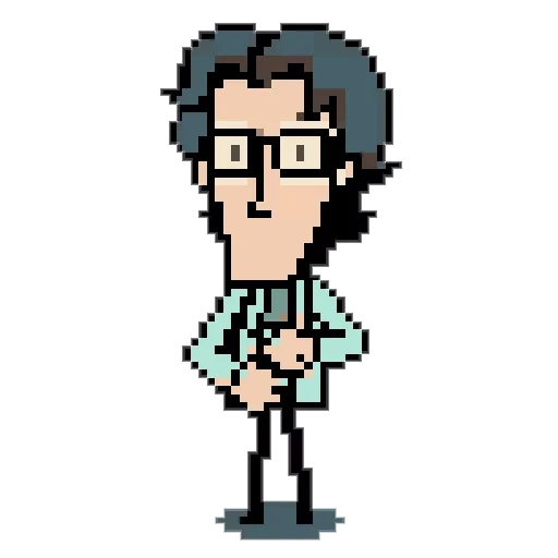 pixel art, otacon pixel, otacan pixel, pixel character, pixel art figure