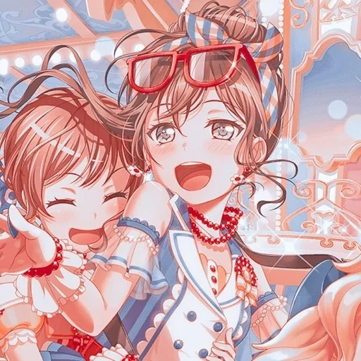 sonho de bang, arte de anime, anime fofo, anime gráfico, festa de banda de garotas de bang dream