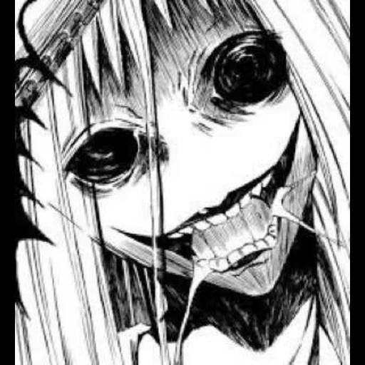 аниме ужасы, черно белое аниме, хоррор манга ibitsu, страшные рисунки аниме