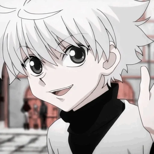 killua, киллуа, киллуа удивленный, киллуа зеницу мини черно белая, киллуа золдик аниме amino amino