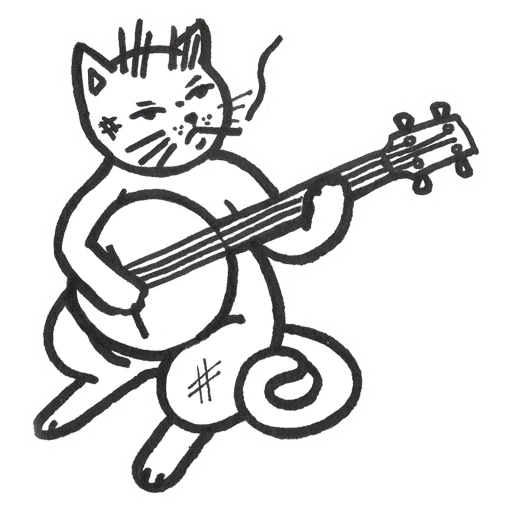 die katze, die violinkatze, the double bass cat, katze spielt geige, bemalte katze musiker