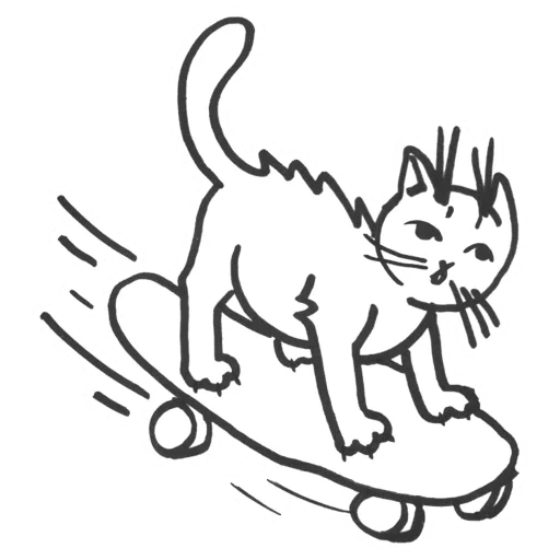 jegor letov, die bemalte katze, die illustration der katze, die bemalte katze kiki, katze skateboard vektor