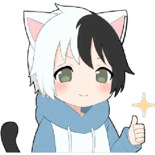 anime, anime chibi, cat boy white, giorni di gatto anime