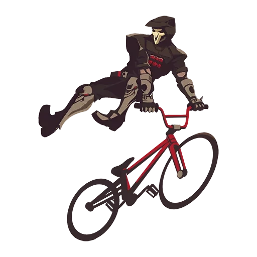 reaper, on a bicycle, mountain bike, overwatch reaper, cycling illustration