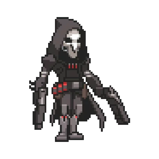 overwatch reaper, menonton pioneer reaper pixel, pengamatan cakupan panen piksel, karakter seni piksel