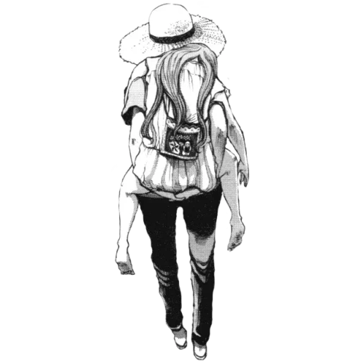 imagen, bocetos de moda, bocetos de moda, punpun afro dios, mujer con un dibujo de mochila