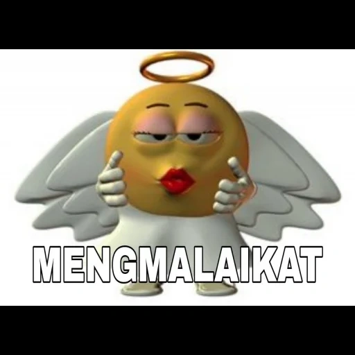 wanita muda, smile angel, tersenyum untuk halo, emoji lucu, emotikon lucu