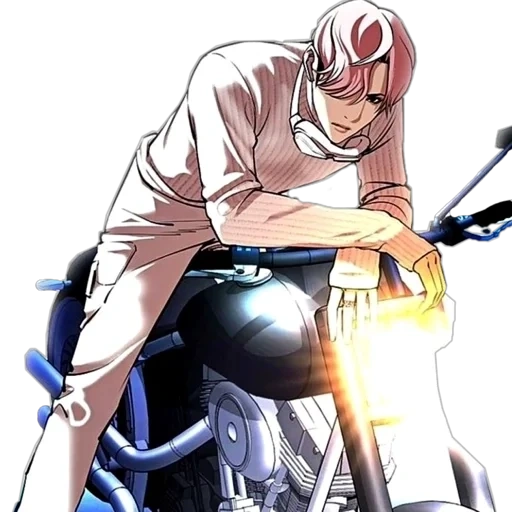 anime, seni anime, karakter anime, motor anime guy, anime chuya nakahara motorcycle