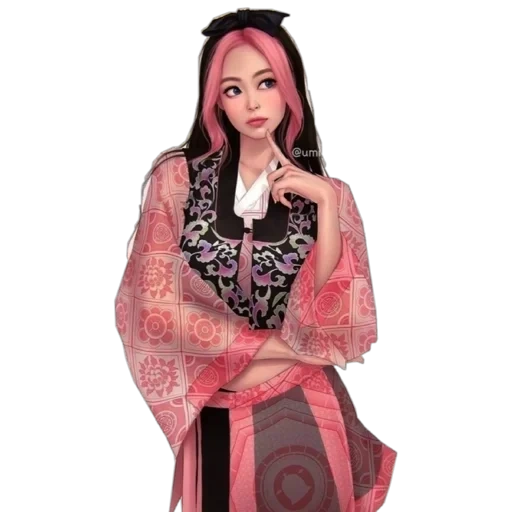 pó preto, digital art, arte da menina, jenny black powder 2021, blackpink jenny 2020