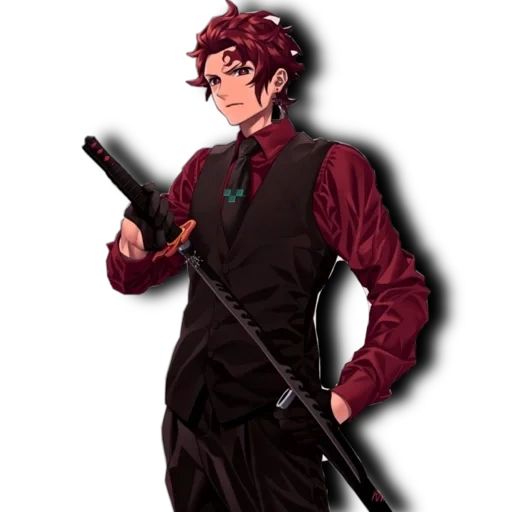 anime boy, anak laki-laki karakter, karakter anime, pria karakter anime, tanjirou kamado demon