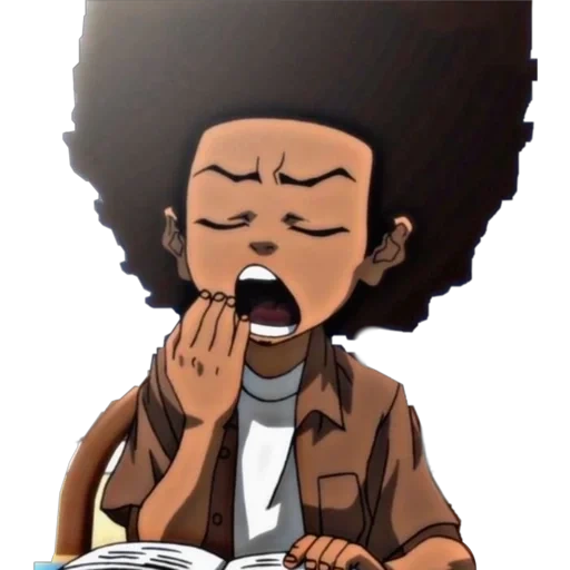 gueto, anime preto, desenho animado preto, personagens de anime, boondocks steenminer