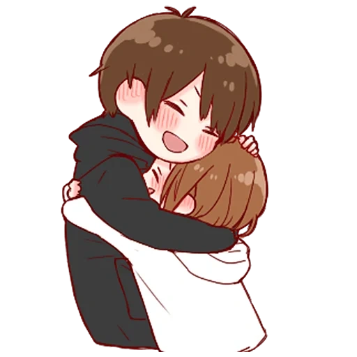 imagen, amor de anime, y el anime es parejas, abrazos de chibi, encantador toco japonés cawai su amor