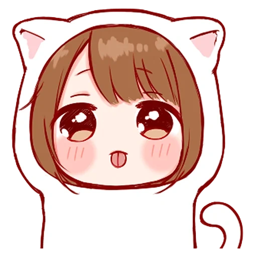 la parete rossa, adorabile, la figura, anime chibi, come un gatto