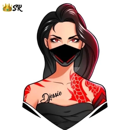 art ff, gadis, wanita artistik, arina stakova art, free fire logo girl