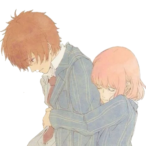 anime, picture, anime, lovely anime in a couple, anime pairs of parting